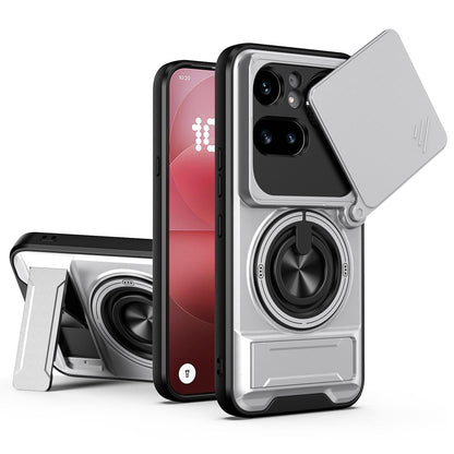 Nothing Phone 4a Pro Multifunctional Magnetic Shockproof Phone Case with Sliding Lens Window Stand Cover