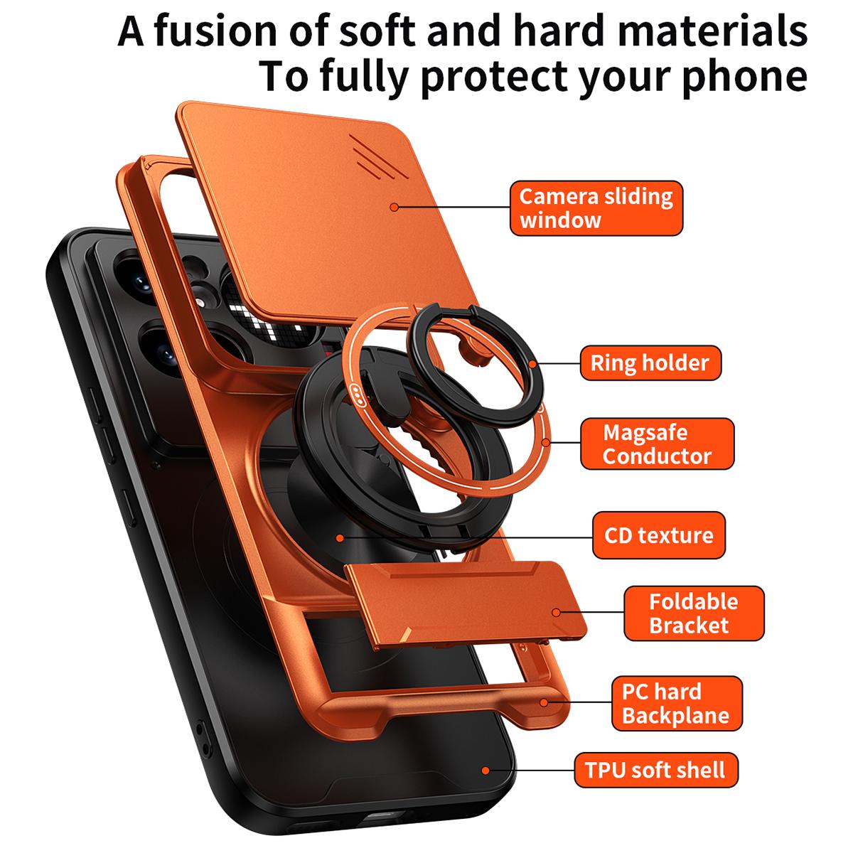 Nothing Phone 4a Pro Multifunctional Magnetic Shockproof Phone Case with Sliding Lens Window Stand Cover