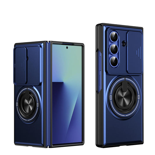Samsung Galaxy Z Fold7 5G Multifunctional Magnetic Shockproof Phone Case with Sliding Lens Window Stand Cover