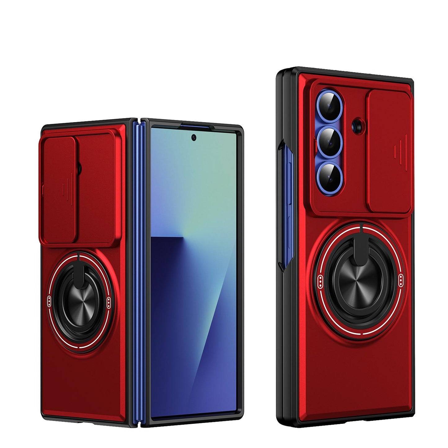 Samsung Galaxy Z Fold7 5G Multifunctional Magnetic Shockproof Phone Case with Sliding Lens Window Stand Cover