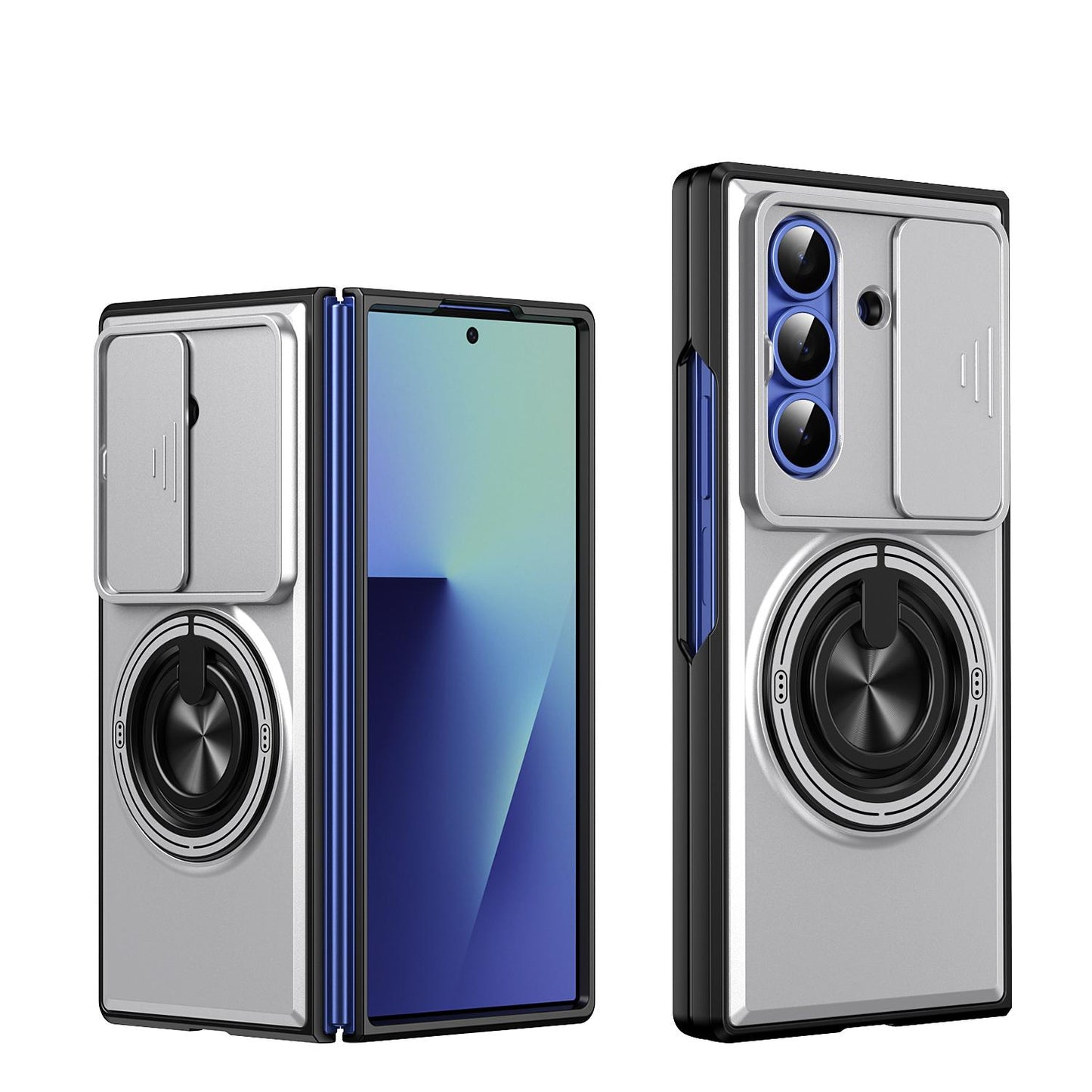 Samsung Galaxy Z Fold7 5G Multifunctional Magnetic Shockproof Phone Case with Sliding Lens Window Stand Cover