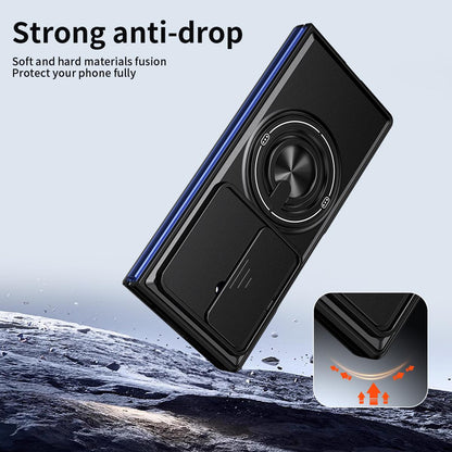 Samsung Galaxy Z Fold7 5G Multifunctional Magnetic Shockproof Phone Case with Sliding Lens Window Stand Cover