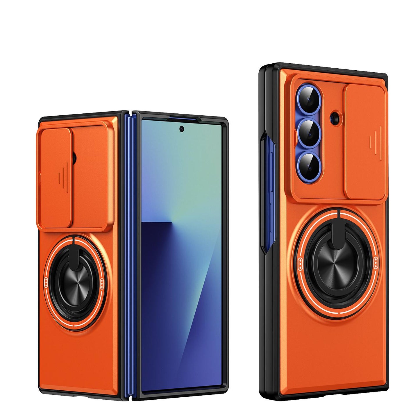 Samsung Galaxy Z Fold7 5G Multifunctional Magnetic Shockproof Phone Case with Sliding Lens Window Stand Cover