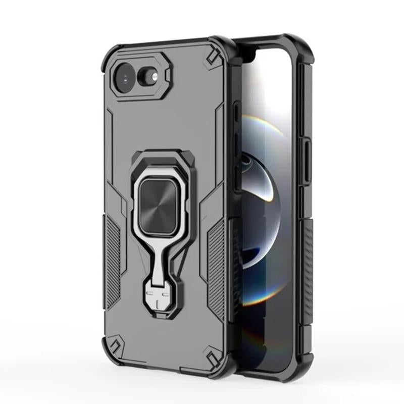 iPhone 17e PU Leather Wallet Phone Case with Metal Kickstand, Card Holder, Cash Pocket, Wrist Strap, Shockproof TPU Protective Cover & Screen Protector