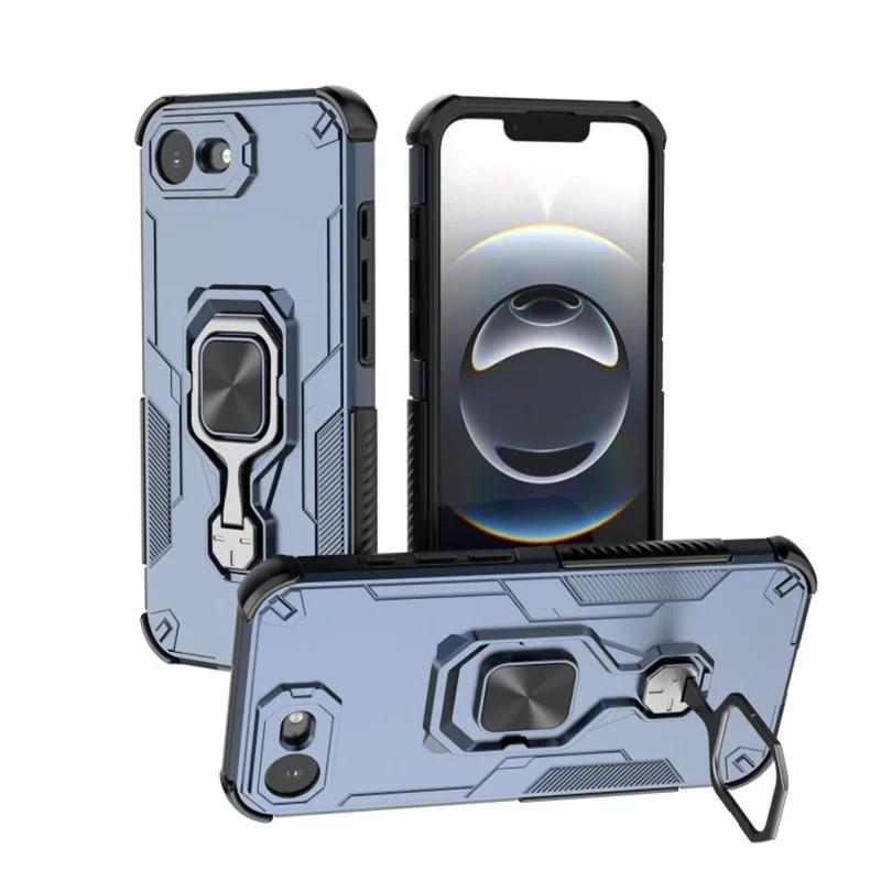 iPhone 16e PU Leather Wallet Phone Case with Metal Kickstand, Card Holder, Cash Pocket, Wrist Strap, Shockproof TPU Protective Cover & Screen Protector