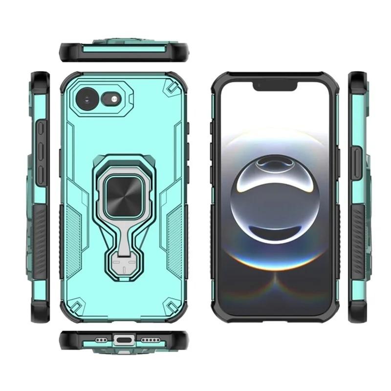 iPhone 17e PU Leather Wallet Phone Case with Metal Kickstand, Card Holder, Cash Pocket, Wrist Strap, Shockproof TPU Protective Cover & Screen Protector