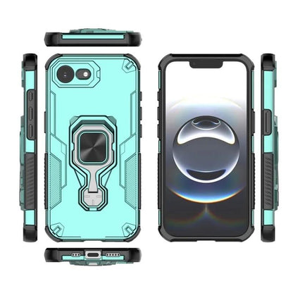 iPhone 17e PU Leather Wallet Phone Case with Metal Kickstand, Card Holder, Cash Pocket, Wrist Strap, Shockproof TPU Protective Cover & Screen Protector