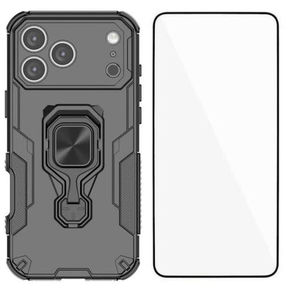 iPhone 17 Pro Max PU Leather Wallet Phone Case with Metal Kickstand, Card Holder, Cash Pocket, Wrist Strap, Shockproof TPU Protective Cover & Screen Protector