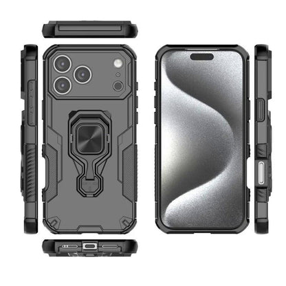 iPhone 17 Pro Max PU Leather Wallet Phone Case with Metal Kickstand, Card Holder, Cash Pocket, Wrist Strap, Shockproof TPU Protective Cover & Screen Protector