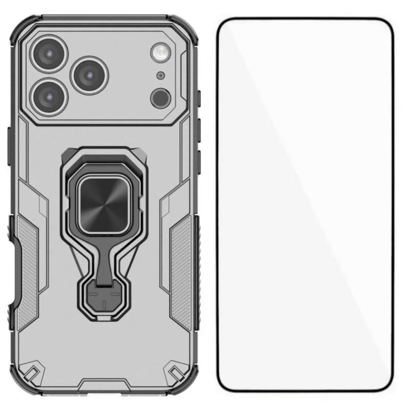 iPhone 17 Pro Max PU Leather Wallet Phone Case with Metal Kickstand, Card Holder, Cash Pocket, Wrist Strap, Shockproof TPU Protective Cover & Screen Protector