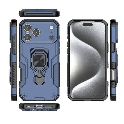 iPhone 17 Pro Max PU Leather Wallet Phone Case with Metal Kickstand, Card Holder, Cash Pocket, Wrist Strap, Shockproof TPU Protective Cover & Screen Protector
