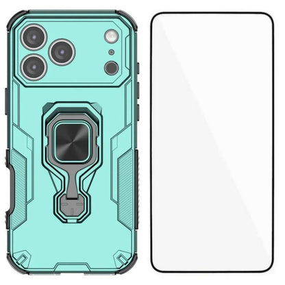 iPhone 17 Pro Max PU Leather Wallet Phone Case with Metal Kickstand, Card Holder, Cash Pocket, Wrist Strap, Shockproof TPU Protective Cover & Screen Protector