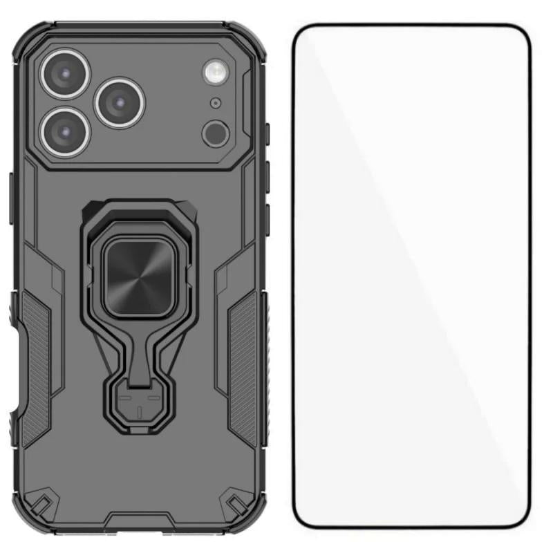 iPhone 17 Pro PU Leather Wallet Phone Case with Metal Kickstand, Card Holder, Cash Pocket, Wrist Strap, Shockproof TPU Protective Cover & Screen Protector