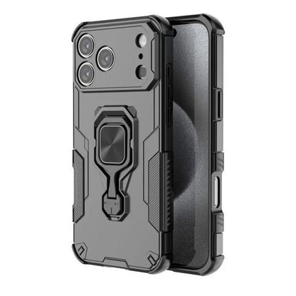 iPhone 17 Pro PU Leather Wallet Phone Case with Metal Kickstand, Card Holder, Cash Pocket, Wrist Strap, Shockproof TPU Protective Cover & Screen Protector