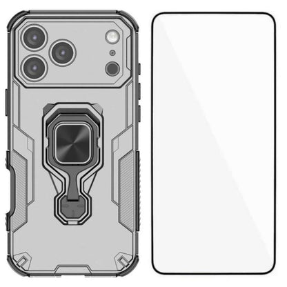 iPhone 17 Pro PU Leather Wallet Phone Case with Metal Kickstand, Card Holder, Cash Pocket, Wrist Strap, Shockproof TPU Protective Cover & Screen Protector