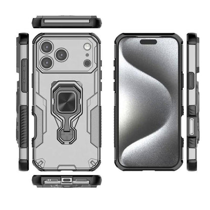 iPhone 17 Pro PU Leather Wallet Phone Case with Metal Kickstand, Card Holder, Cash Pocket, Wrist Strap, Shockproof TPU Protective Cover & Screen Protector