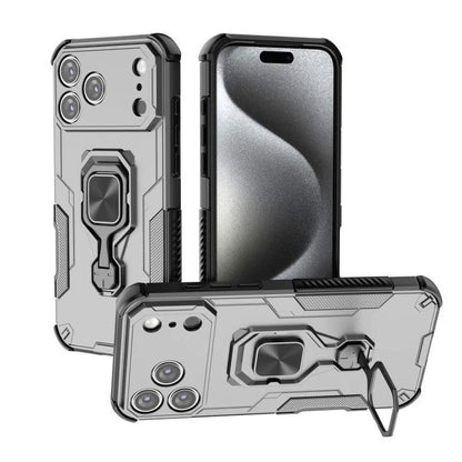 iPhone 17 Pro PU Leather Wallet Phone Case with Metal Kickstand, Card Holder, Cash Pocket, Wrist Strap, Shockproof TPU Protective Cover & Screen Protector