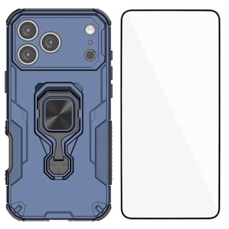 iPhone 17 Pro PU Leather Wallet Phone Case with Metal Kickstand, Card Holder, Cash Pocket, Wrist Strap, Shockproof TPU Protective Cover & Screen Protector