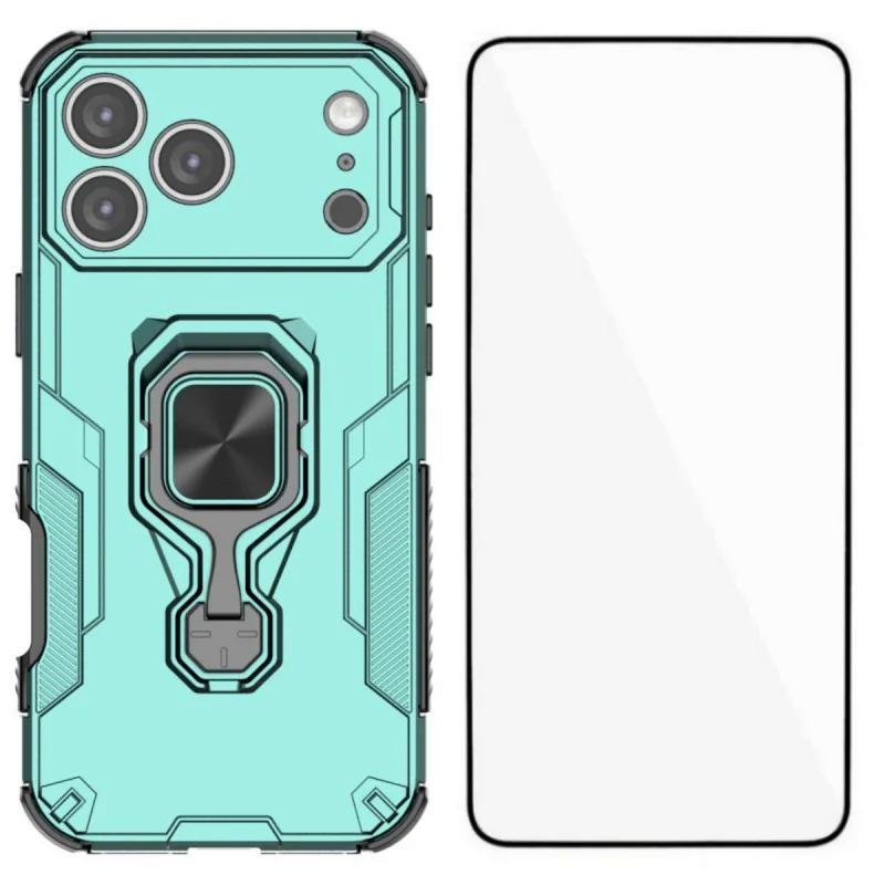 iPhone 17 Pro PU Leather Wallet Phone Case with Metal Kickstand, Card Holder, Cash Pocket, Wrist Strap, Shockproof TPU Protective Cover & Screen Protector