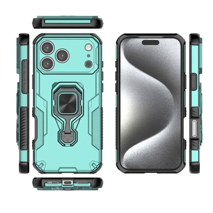 iPhone 17 Pro PU Leather Wallet Phone Case with Metal Kickstand, Card Holder, Cash Pocket, Wrist Strap, Shockproof TPU Protective Cover & Screen Protector
