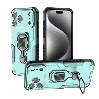 iPhone 17 Pro PU Leather Wallet Phone Case with Metal Kickstand, Card Holder, Cash Pocket, Wrist Strap, Shockproof TPU Protective Cover & Screen Protector