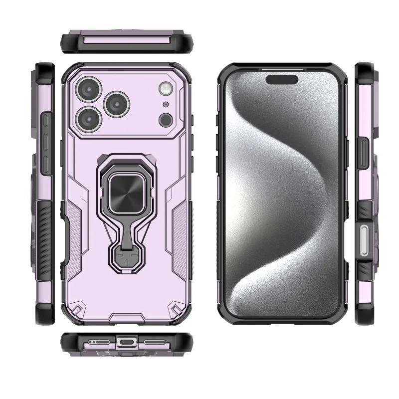 iPhone 17 Pro PU Leather Wallet Phone Case with Metal Kickstand, Card Holder, Cash Pocket, Wrist Strap, Shockproof TPU Protective Cover & Screen Protector