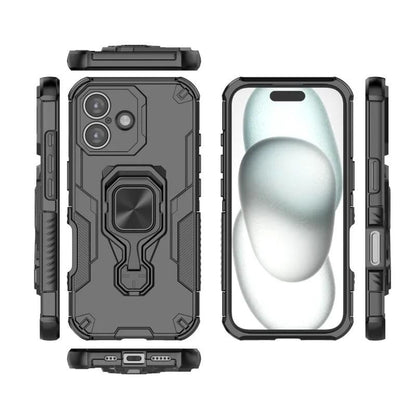 iPhone 17 PU Leather Wallet Phone Case with Metal Kickstand, Card Holder, Cash Pocket, Wrist Strap, Shockproof TPU Protective Cover & Screen Protector
