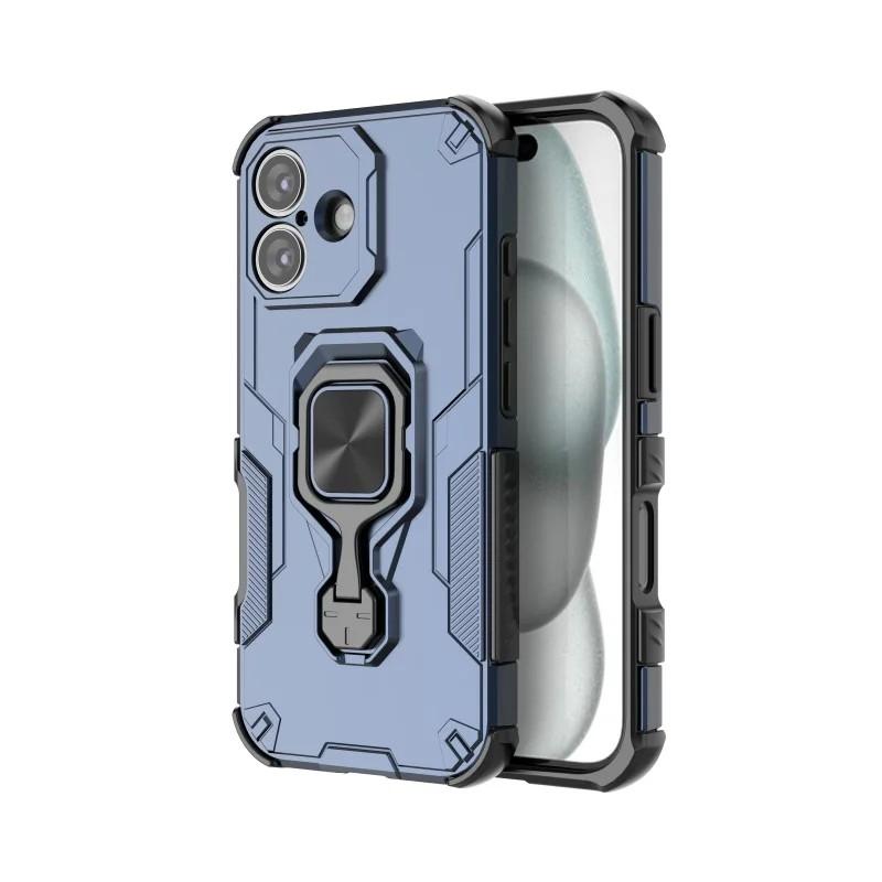 iPhone 17 PU Leather Wallet Phone Case with Metal Kickstand, Card Holder, Cash Pocket, Wrist Strap, Shockproof TPU Protective Cover & Screen Protector