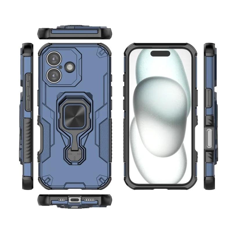 iPhone 17 PU Leather Wallet Phone Case with Metal Kickstand, Card Holder, Cash Pocket, Wrist Strap, Shockproof TPU Protective Cover & Screen Protector