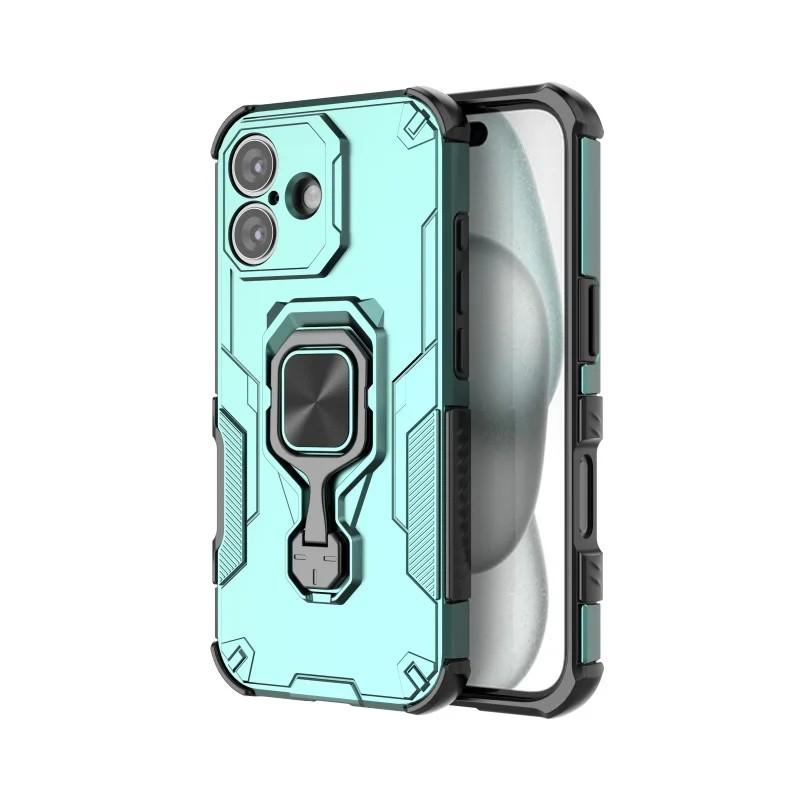 iPhone 17 PU Leather Wallet Phone Case with Metal Kickstand, Card Holder, Cash Pocket, Wrist Strap, Shockproof TPU Protective Cover & Screen Protector