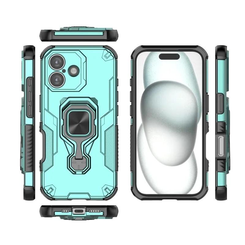 iPhone 17 PU Leather Wallet Phone Case with Metal Kickstand, Card Holder, Cash Pocket, Wrist Strap, Shockproof TPU Protective Cover & Screen Protector