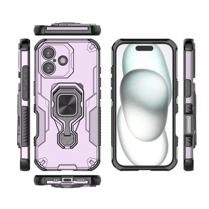iPhone 17 PU Leather Wallet Phone Case with Metal Kickstand, Card Holder, Cash Pocket, Wrist Strap, Shockproof TPU Protective Cover & Screen Protector
