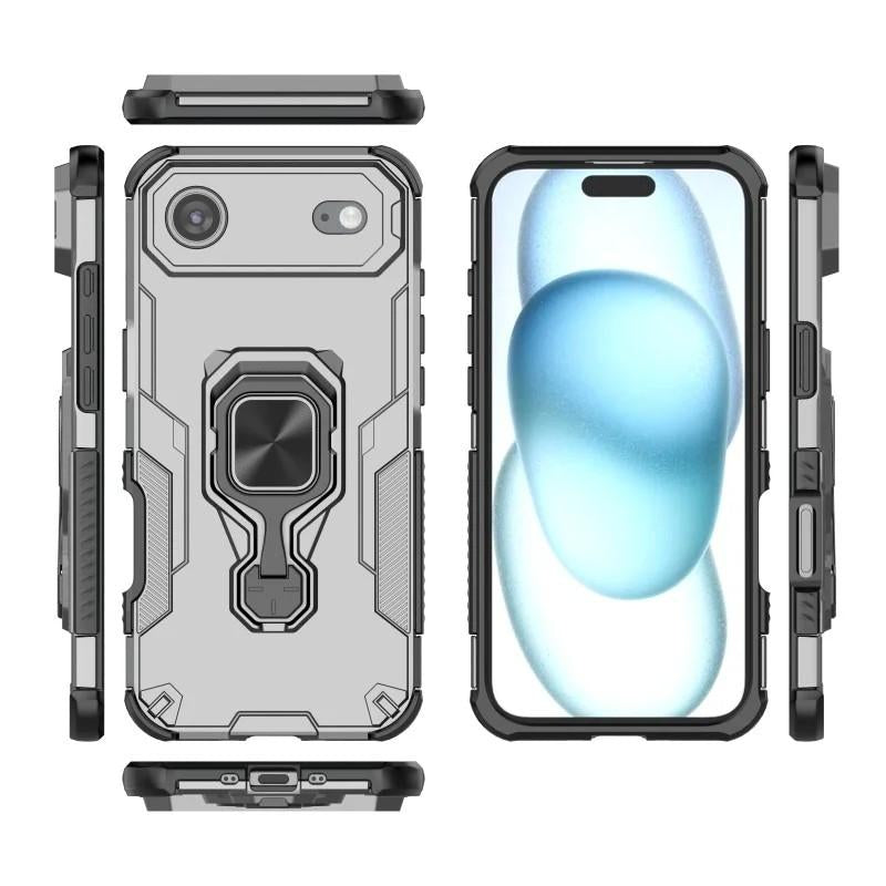 iPhone Air PU Leather Wallet Phone Case with Metal Kickstand, Card Holder, Cash Pocket, Wrist Strap, Shockproof TPU Protective Cover & Screen Protector