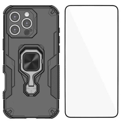 iPhone 16 Pro Max PU Leather Wallet Phone Case with Metal Kickstand, Card Holder, Cash Pocket, Wrist Strap, Shockproof TPU Protective Cover & Screen Protector