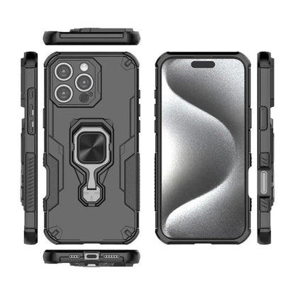 iPhone 16 Pro Max PU Leather Wallet Phone Case with Metal Kickstand, Card Holder, Cash Pocket, Wrist Strap, Shockproof TPU Protective Cover & Screen Protector