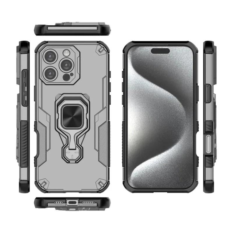 iPhone 16 Pro Max PU Leather Wallet Phone Case with Metal Kickstand, Card Holder, Cash Pocket, Wrist Strap, Shockproof TPU Protective Cover & Screen Protector