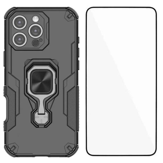 iPhone 16 Pro PU Leather Wallet Phone Case with Metal Kickstand, Card Holder, Cash Pocket, Wrist Strap, Shockproof TPU Protective Cover & Screen Protector