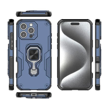 iPhone 16 Pro PU Leather Wallet Phone Case with Metal Kickstand, Card Holder, Cash Pocket, Wrist Strap, Shockproof TPU Protective Cover & Screen Protector