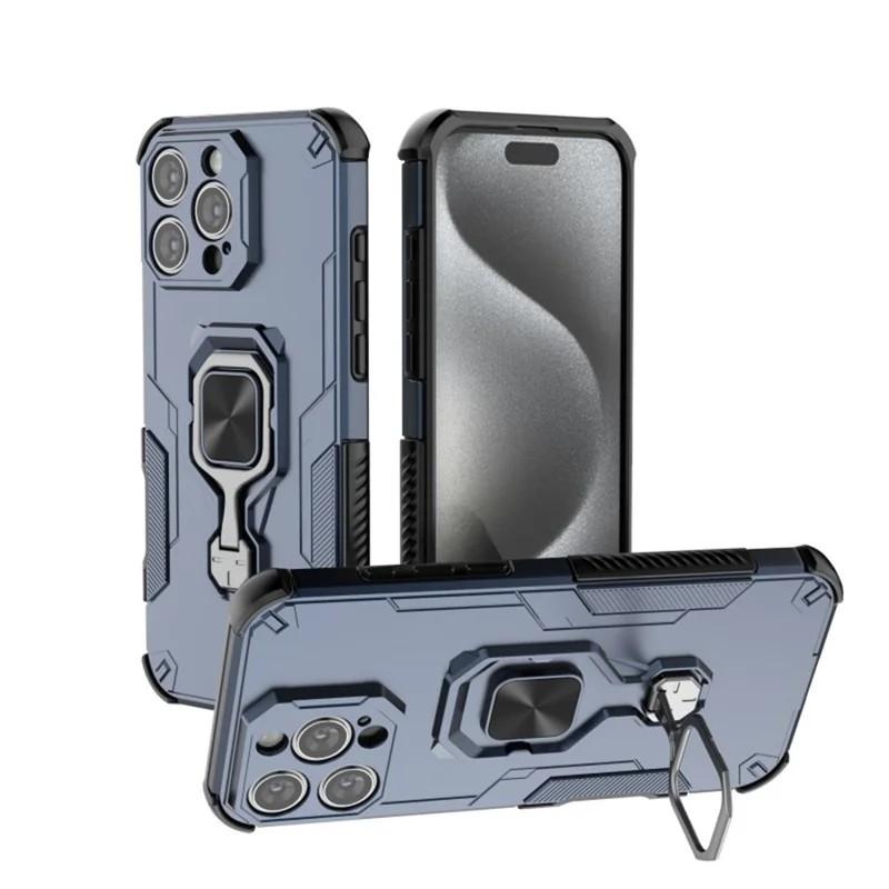iPhone 16 Pro PU Leather Wallet Phone Case with Metal Kickstand, Card Holder, Cash Pocket, Wrist Strap, Shockproof TPU Protective Cover & Screen Protector