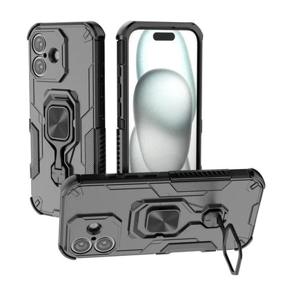 iPhone 16 PU Leather Wallet Phone Case with Metal Kickstand, Card Holder, Cash Pocket, Wrist Strap, Shockproof TPU Protective Cover & Screen Protector