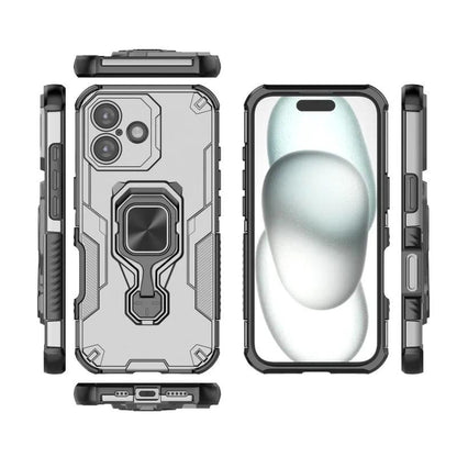 iPhone 16 PU Leather Wallet Phone Case with Metal Kickstand, Card Holder, Cash Pocket, Wrist Strap, Shockproof TPU Protective Cover & Screen Protector
