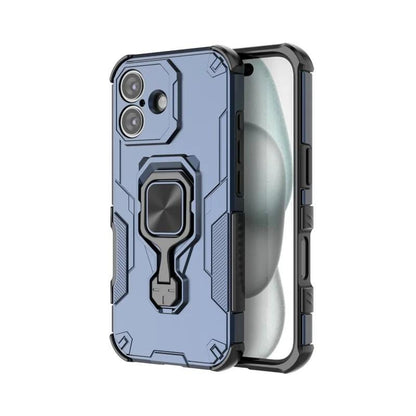 iPhone 16 PU Leather Wallet Phone Case with Metal Kickstand, Card Holder, Cash Pocket, Wrist Strap, Shockproof TPU Protective Cover & Screen Protector