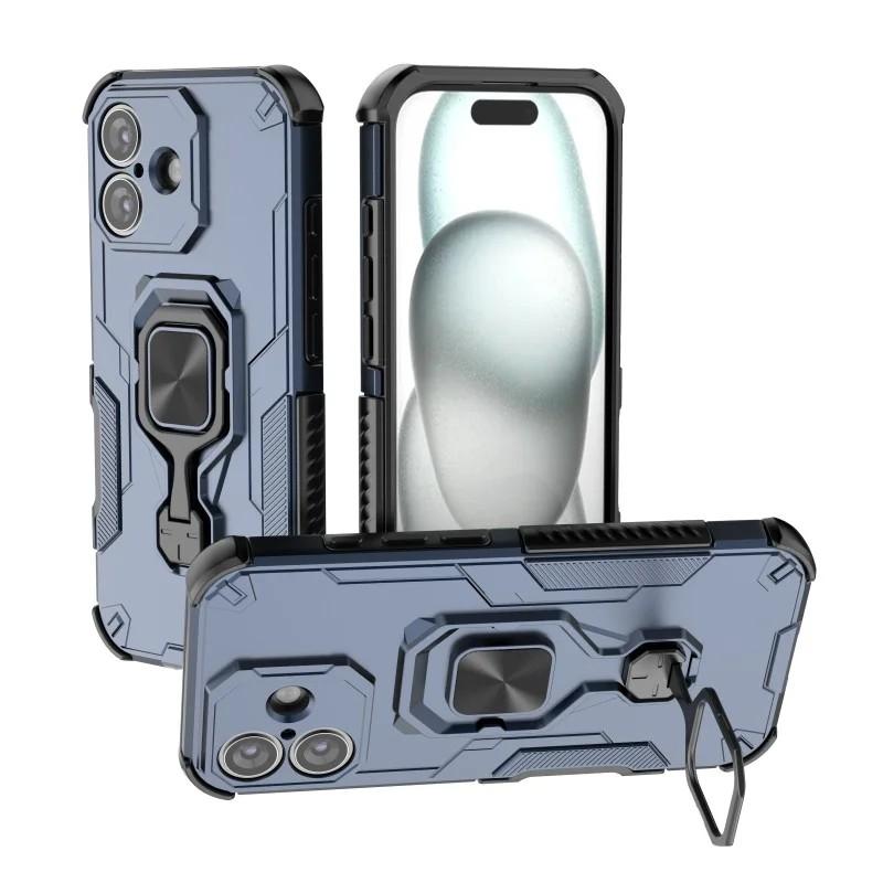 iPhone 16 PU Leather Wallet Phone Case with Metal Kickstand, Card Holder, Cash Pocket, Wrist Strap, Shockproof TPU Protective Cover & Screen Protector