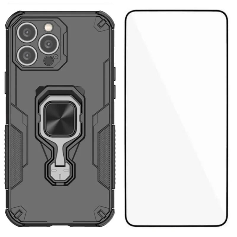 iPhone 15 Pro PU Leather Wallet Phone Case with Metal Kickstand, Card Holder, Cash Pocket, Wrist Strap, Shockproof TPU Protective Cover & Screen Protector