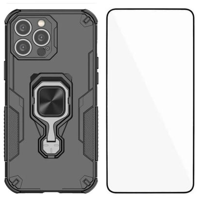 iPhone 15 Pro PU Leather Wallet Phone Case with Metal Kickstand, Card Holder, Cash Pocket, Wrist Strap, Shockproof TPU Protective Cover & Screen Protector
