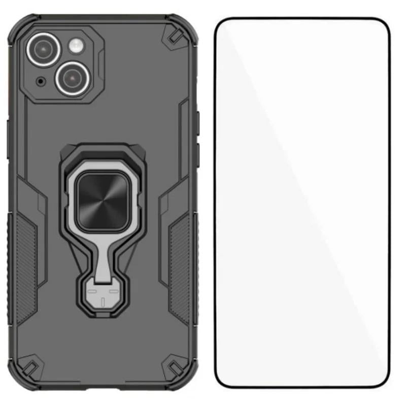 iPhone 15 PU Leather Wallet Phone Case with Metal Kickstand, Card Holder, Cash Pocket, Wrist Strap, Shockproof TPU Protective Cover & Screen Protector