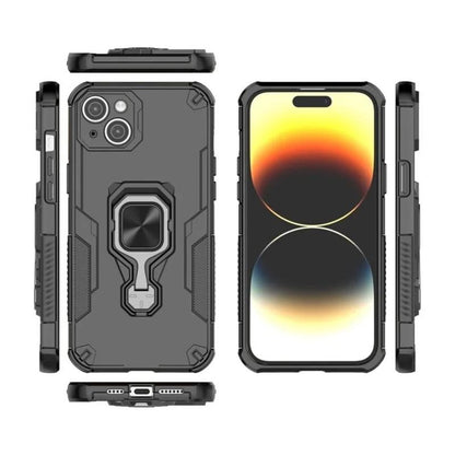 iPhone 15 PU Leather Wallet Phone Case with Metal Kickstand, Card Holder, Cash Pocket, Wrist Strap, Shockproof TPU Protective Cover & Screen Protector
