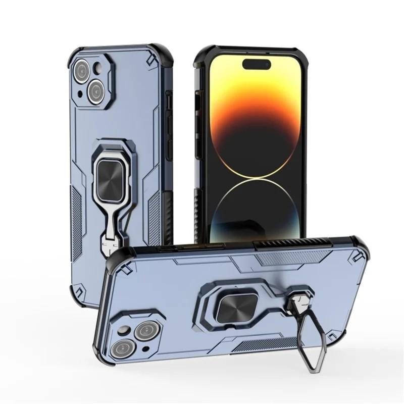 iPhone 15 PU Leather Wallet Phone Case with Metal Kickstand, Card Holder, Cash Pocket, Wrist Strap, Shockproof TPU Protective Cover & Screen Protector