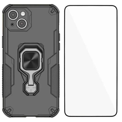 iPhone 14 PU Leather Wallet Phone Case with Metal Kickstand, Card Holder, Cash Pocket, Wrist Strap, Shockproof TPU Protective Cover & Screen Protector