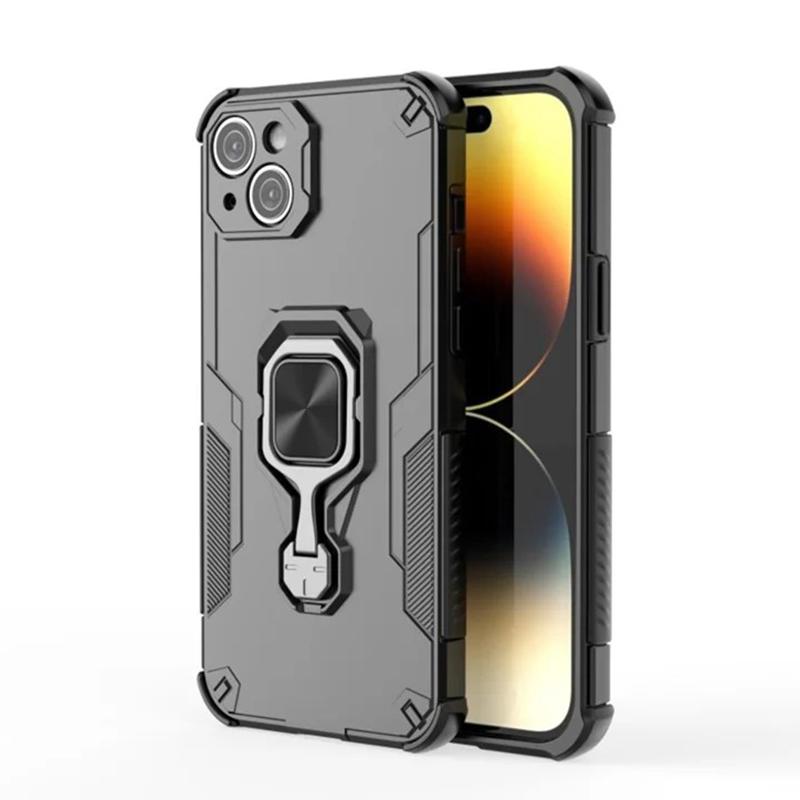 iPhone 14 PU Leather Wallet Phone Case with Metal Kickstand, Card Holder, Cash Pocket, Wrist Strap, Shockproof TPU Protective Cover & Screen Protector